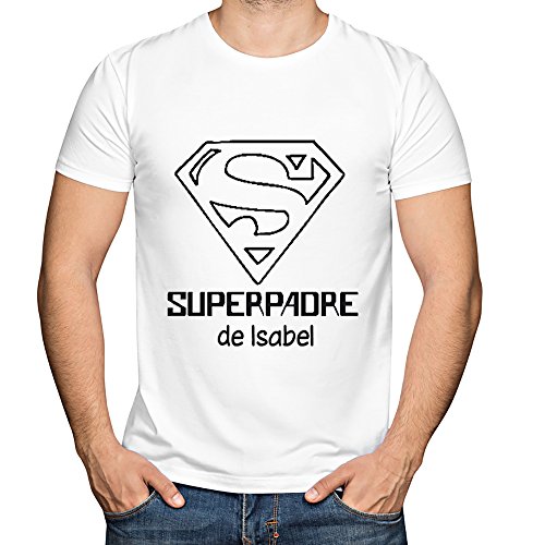 Camiseta Personalizada 'Superpadre' Blanca en Todas Las Tallas - Regalo para el Día del Padre, Navidad o su cumpleaños