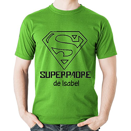 Camiseta Personalizada 'Superpadre' Verde en Todas Las Tallas - Regalo para el Día del Padre, Navidad o su cumpleaños