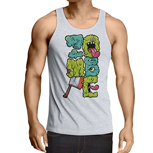 Camisetas de Tirantes para Hombre Zombi Regalo del Friki Idea para un Regalo Inusual (X-Large Blanco Multicolor)