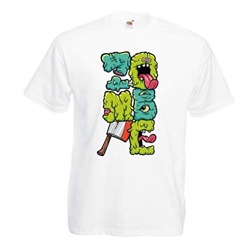 Camisetas Hombre Zombi Regalo del Friki Idea para un Regalo Inusual (Medium Blanco Multicolor)