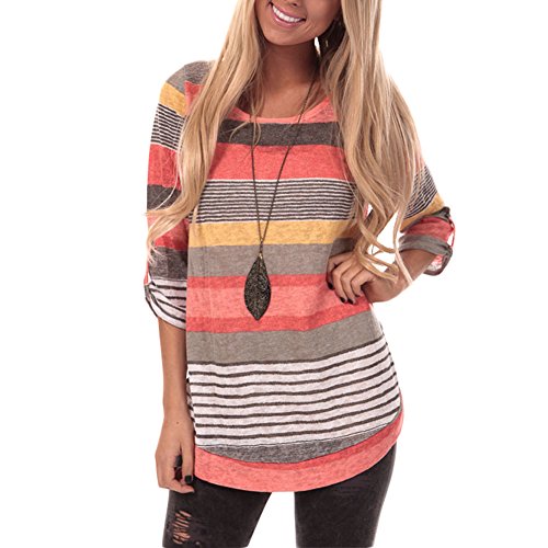 Camisetas Mujer Manga Larga Rayas Blusa Mujer Sport Tops Mujer Verano Camisetas Mujer Talla Grande