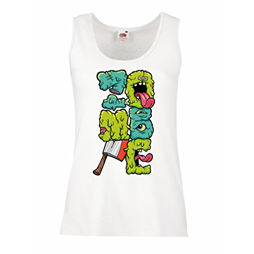 Camisetas sin Mangas para Mujer Zombi Regalo del Friki Idea para un Regalo Inusual (Medium Blanco Multicolor)