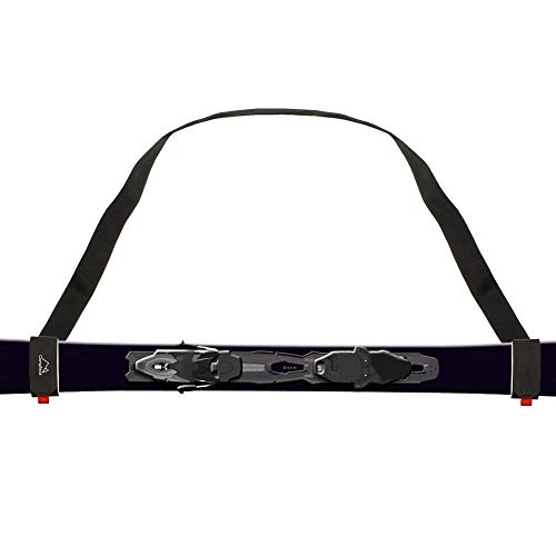 CampTeck U6893 - Correa Porta Esqui Ajustable de Hombro Correa Esquí y Bastones - Espuma Acolchada y Cierres de Gancho y Lazo, Transporte, Viajes y Almacenamiento - Negro