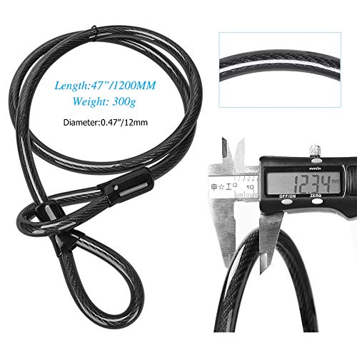 Candado para bicicleta DINOKA, candado para bicicleta con soporte y cable de 1,2 m, protege tu bicicleta de carretera, bicicleta de montaña y tu patinete eléctrico (S (19,5 x 13 cm).