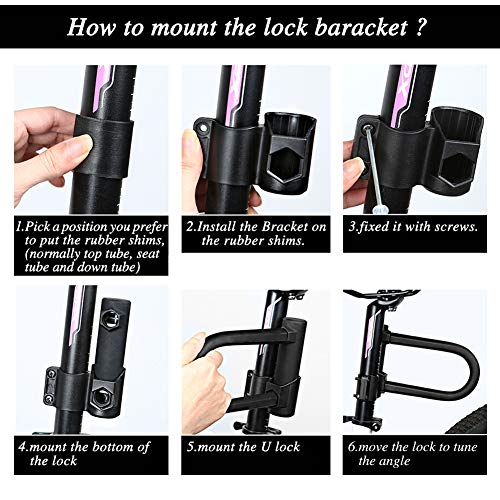 Candado para bicicleta DINOKA, candado para bicicleta con soporte y cable de 1,2 m, protege tu bicicleta de carretera, bicicleta de montaña y tu patinete eléctrico (S (19,5 x 13 cm).