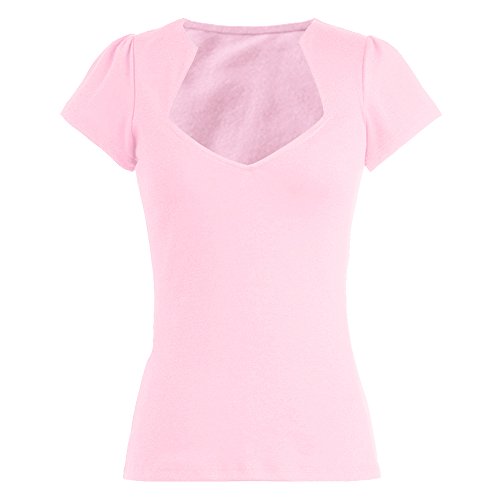 Candow Look Camisetas de Mujeres Pink Unique Retro Design Slim fit Tops