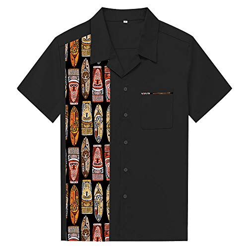 Candow Look Hombres Verano Hawaii Tiki Masks Impresion Partido Ropa