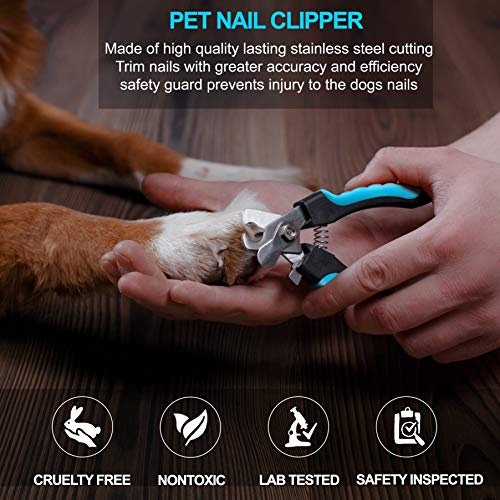 Candure Cortauñas para Perro y Gato con Mascota Protector de Seguridad - Acero Inoxidable Alicates Uñas Profesionales para Mascotas Perros, Gatos, Conejas y Veterinaria Utilizar (6 Pulgadas) (6)