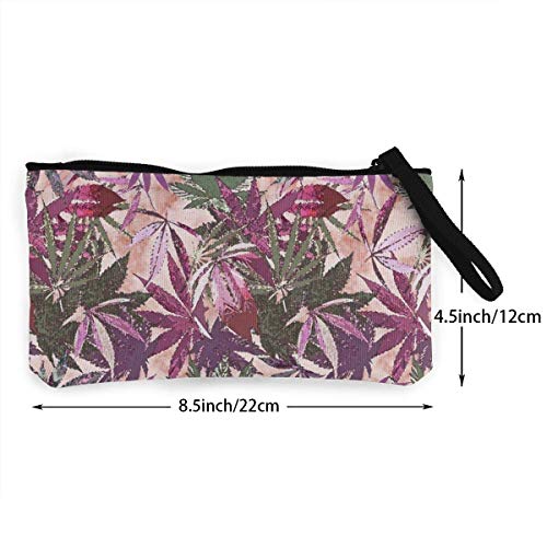 Cannabis Sativa - Monedero de Lona con Cierre para Monedas, tamaño pequeño