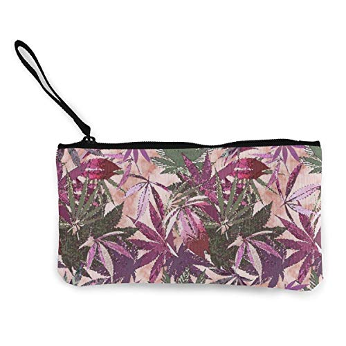 Cannabis Sativa - Monedero de Lona con Cierre para Monedas, tamaño pequeño