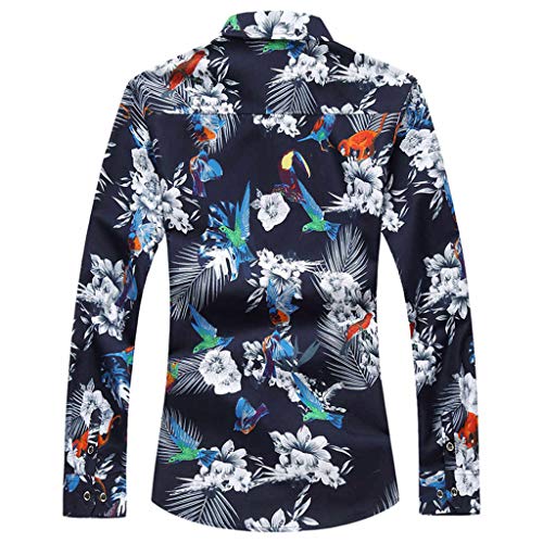 CAOQAO Camisa Hawaiana Hombre Floral Manga Larga 2019 Mode Instagram Style Verano