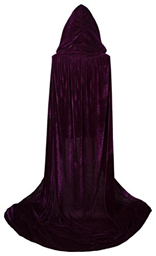 Capa Vglook, longitud completa, con capucha, unisex, para adultos, de terciopelo, para disfraces, Carnaval y Halloween, 150 cm