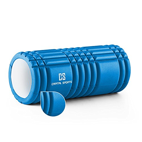 Capital Sports Caprole 1 Rodillo Masaje 33 x 14 cm Azul (Cilindro gomaespuma masajeador, Superficie con Relieve, Tubo automasaje Entrenamiento)