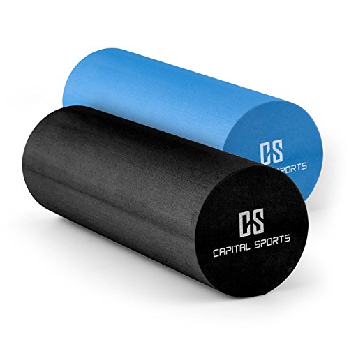 Capital Sports Caprole 2 Rodillo de Masaje 45 x 15 cm Negro (Cilindro gomaespuma masajeador, Superficie con Relieve, Tubo automasaje Entrenamiento)