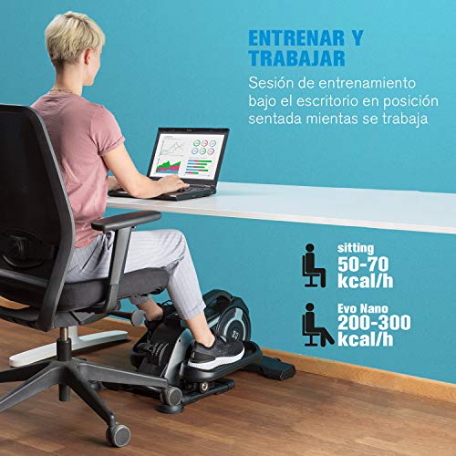 CapitalSports Capital Sports EVO Nano Mini Bicicleta - Ordenador de Entrenamiento, Soporte de aplicación Kinomap con retroalimentación, Bluetooth, Resistencia de 8 Pasos, Sistema SilentBelt, Negro