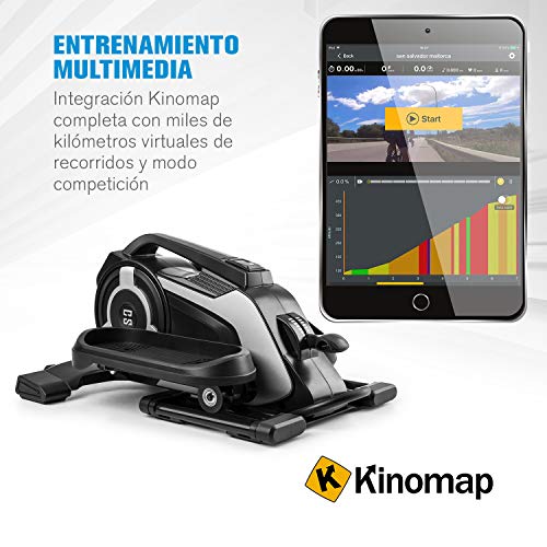 CapitalSports Capital Sports EVO Nano Mini Bicicleta - Ordenador de Entrenamiento, Soporte de aplicación Kinomap con retroalimentación, Bluetooth, Resistencia de 8 Pasos, Sistema SilentBelt, Negro