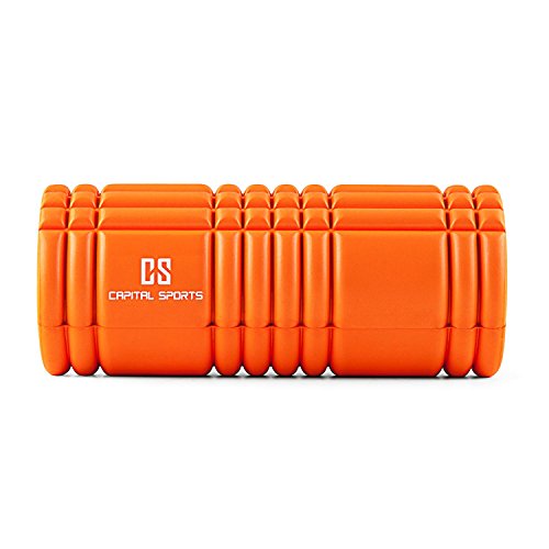 CapitalSports Caprole 1 Rodillo Masaje 33 x 14 cm Naranja (Cilindro gomaespuma masajeador, Superficie con Relieve, Tubo automasaje Entrenamiento)
