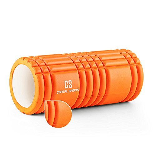 CapitalSports Caprole 1 Rodillo Masaje 33 x 14 cm Naranja (Cilindro gomaespuma masajeador, Superficie con Relieve, Tubo automasaje Entrenamiento)