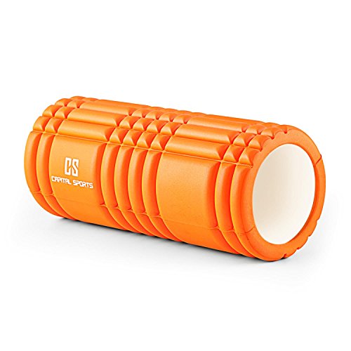 CapitalSports Caprole 1 Rodillo Masaje 33 x 14 cm Naranja (Cilindro gomaespuma masajeador, Superficie con Relieve, Tubo automasaje Entrenamiento)