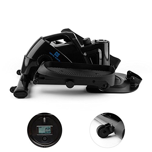 CapitalSports Mininoval Mini Bike Bicicleta elíptica Stepper (Entrenamiento en casa, Ordenador con Pantalla, Pedales y, Resistencia magnética Regulable) - Negro
