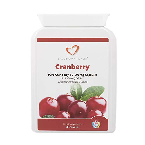 Cápsulas de arándano: extracto de arándano superior de gran eficacia equivalente a 12 600 mg de fruta entera por cápsula, 60 cápsulas