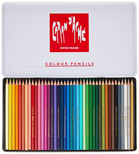 Caran D'ache Swisscolor - Juego de lápices de color (40 unidades, caja metálica)