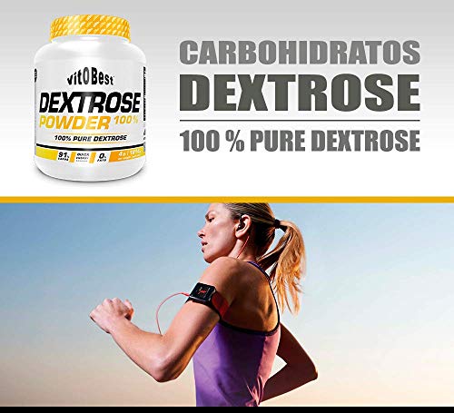 Carbohidratos DEXTROSE POWDER 100% 4 lb NEUTRO - Dextrosa en Polvo con Hidrato de Carbono Simple - Suplementos Deportivos y Suplementos Alimentación - Vitobest