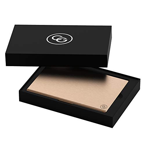 Card Genie Tarjetero Hombre RFID – Tarjetero Metálico RFID Bloqueo con 6 Compartimentos para tus Tarjetas de Crédito Débito DNI – Cartera Tarjetero Fina Ideal para tu Bolsillo – Oro Rosa