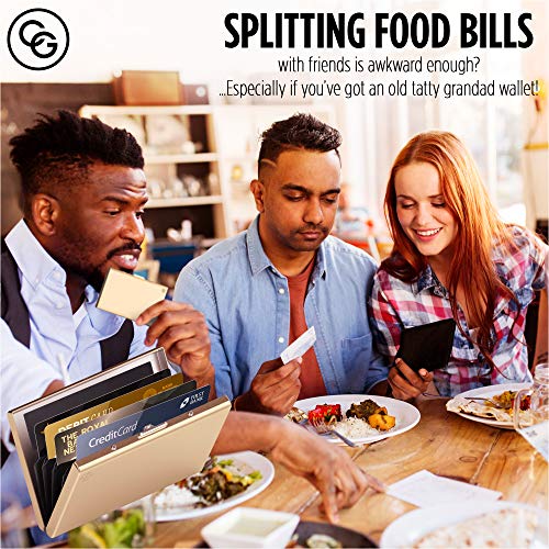 Card Genie Tarjetero Hombre RFID – Tarjetero Metálico RFID Bloqueo con 6 Compartimentos para tus Tarjetas de Crédito Débito DNI – Cartera Tarjetero Fina Ideal para tu Bolsillo – Oro Rosa