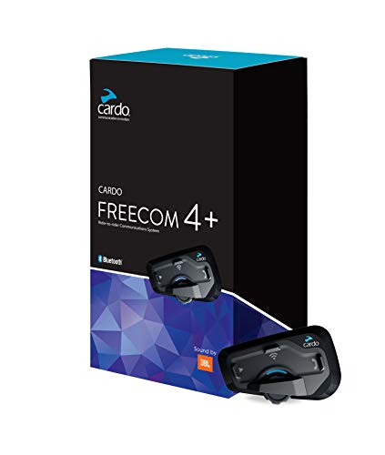 CARDO FRC4P001 freecom 4 Plus-Sistema de comunicación Bluetooth de Motocicleta de 4 vías con operación de Voz Natural, Sonido de jbl (Paquete único), negro, Individual