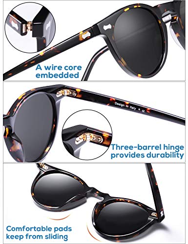 Carfia Retro Gafas de sol Hombre Polarizadas UV400 Protección para Conducir Pesca al Aire Libre Marco de Acetato
