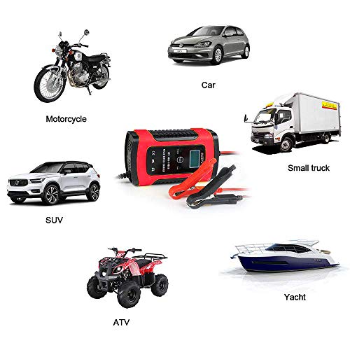 Cargador de Batería Coche Moto, BUDDYGO 5A 12V Full Automático Inteligente Mantenimiento de batería con Múltiples Protecciones para Automóviles, Motocicletas, ATVs, RVs, Barco
