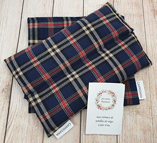 CARREDANA Sacos térmico de Semillas de Trigo con Diferentes olores y Colores. Lavanda, anís en Grano,tomillo,Menta, eucalípto, Romero y Laurel. (Semillas de Trigo(escoces Azul))