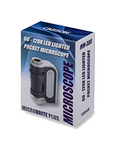 Carson MicroBrite Plus - Microscopio de bolsillo, aumento 60x-120x, con Iluminación LED