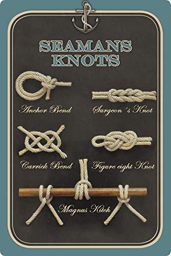 Cartel decorativo de chapa (20 x 30 cm, convexo), diseño de nudos marineros