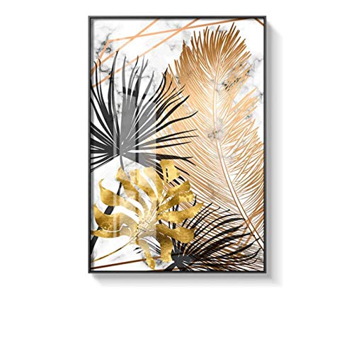 Carteles de pintura de lienzo de hoja dorada de estilo nórdico e impresión moderna decoración cuadros de arte de pared para sala de estar dormitorio comedor-60x80cmx2Pcs-Sin marco
