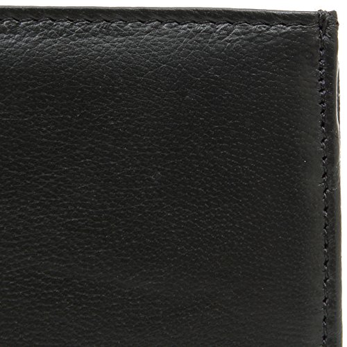 Cartera de piel auténtica y monedero para hombre, en negro