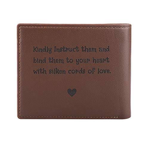 Cartera fotográfica Personalizada Nombre Personalizado Minimalista Grabado Bloqueo Bifold RFID Monedero Navidad Acción de Gracias Regalos para Hombres Padre Hijo