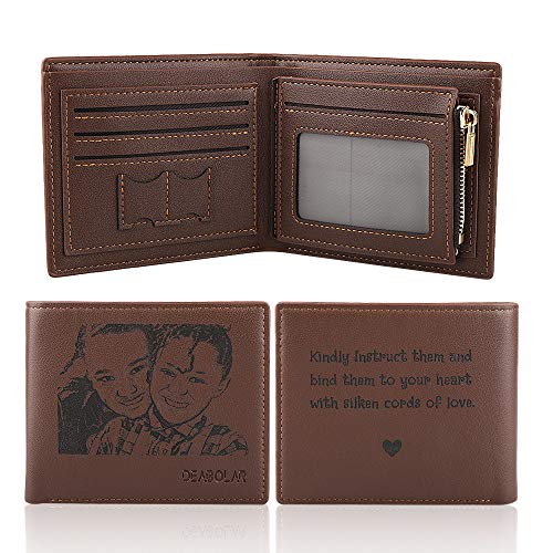 Cartera fotográfica Personalizada Nombre Personalizado Minimalista Grabado Bloqueo Bifold RFID Monedero Navidad Acción de Gracias Regalos para Hombres Padre Hijo
