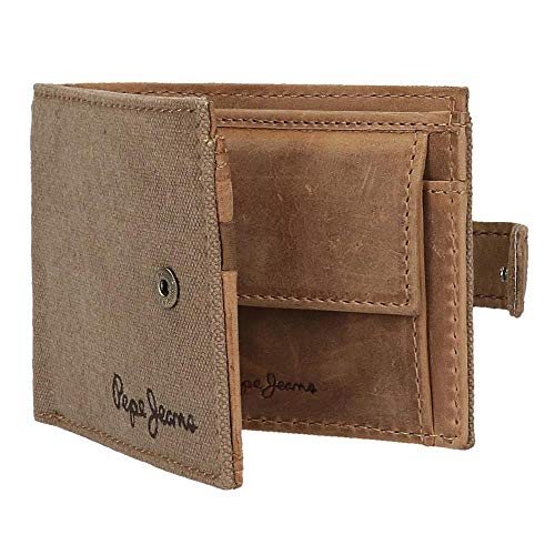 Cartera Pepe Jeans Wayne horizontal con cierre de clic Camel, Marrón