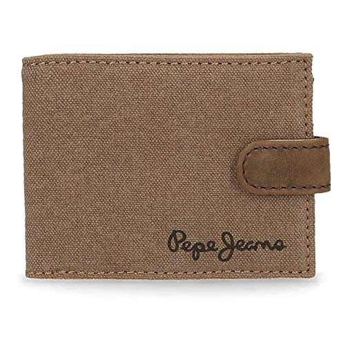 Cartera Pepe Jeans Wayne horizontal con cierre de clic Camel, Marrón