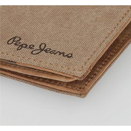 Cartera Pepe Jeans Wayne horizontal con cierre de clic Camel, Marrón