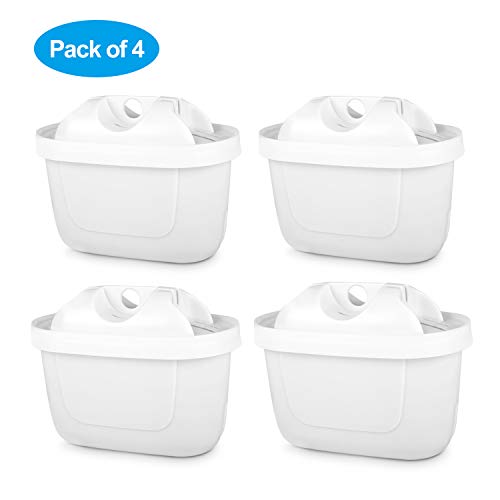 Cartuchos de Filtro para Todos Los Filtros de Agua BRITA MAXTRA+ con Carbón Activo para Reducir la Cal, iTrunk Paquete de 4 Cartuchos de Resina de Intercambio de Iones de Carbón Activo