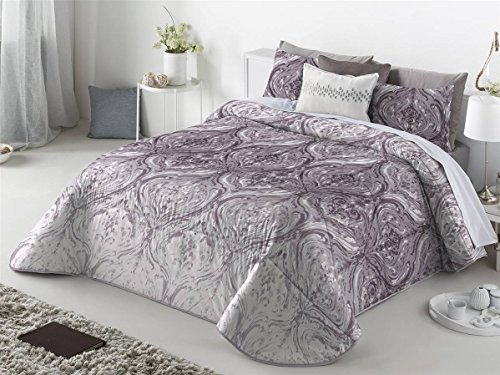 Casa Creativa Doria Colcha Bouti con Cojín Decorativo, Algodón-Poliéster, Malva, 270x270x1 cm