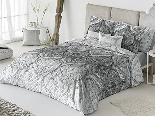 Casa Creativa Doria Nórdica con Funda Cojín Decorativo, Algodón-Poliéster, Gris, 240x270x1 cm