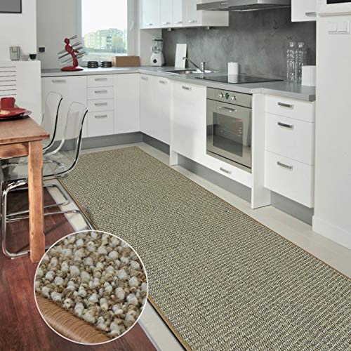 casa pura Alfombra de Pasillo – Alfombra Moderna de moqueta rizada – para Cocina, Pasillo, Paso, Dormitorio – Carlton, 100% Polipropileno, Beige, 80 x 300 cm