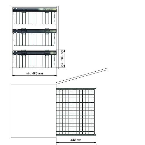 Casaenorden - Cesto extraíble de rejilla metálica para mueble de cocina - Ancho 262-268 mm
