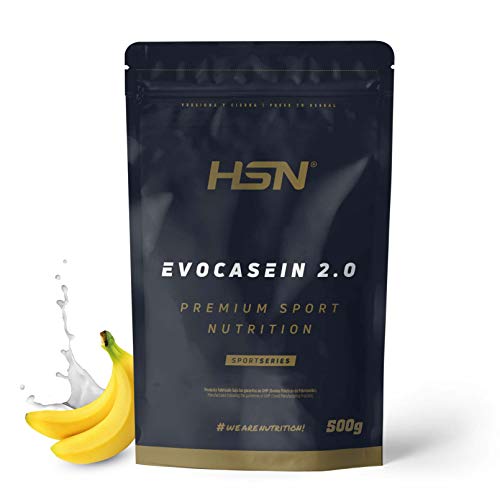 Caseína Micelar de HSN Evocasein 2.0 | Proteína para Antes de Dormir, Liberación Lenta de Aminoácidos durante la Noche | Vegetariana, Sin Gluten, Sabor Banana, 500 gr