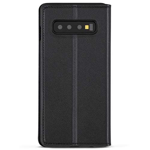 CASEZA Samsung Galaxy S10 Plus Funda Negro Tipo Libro Piel PU Case Cover Carcasa Plegable Cartera Oslo Piel Vegana Premium para Galaxy S 10 + (6,4") Original - Ultrafina con Cierre Magnético