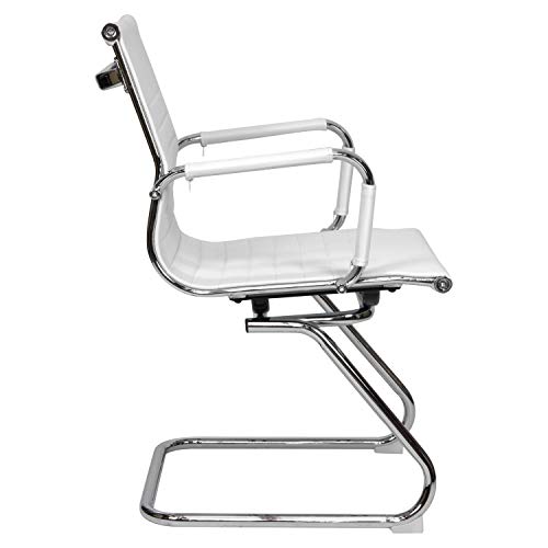 Cashoffice - Silla de Confidente Eames - Silla de Oficina Ergonómica Símil Piel (Blanco)